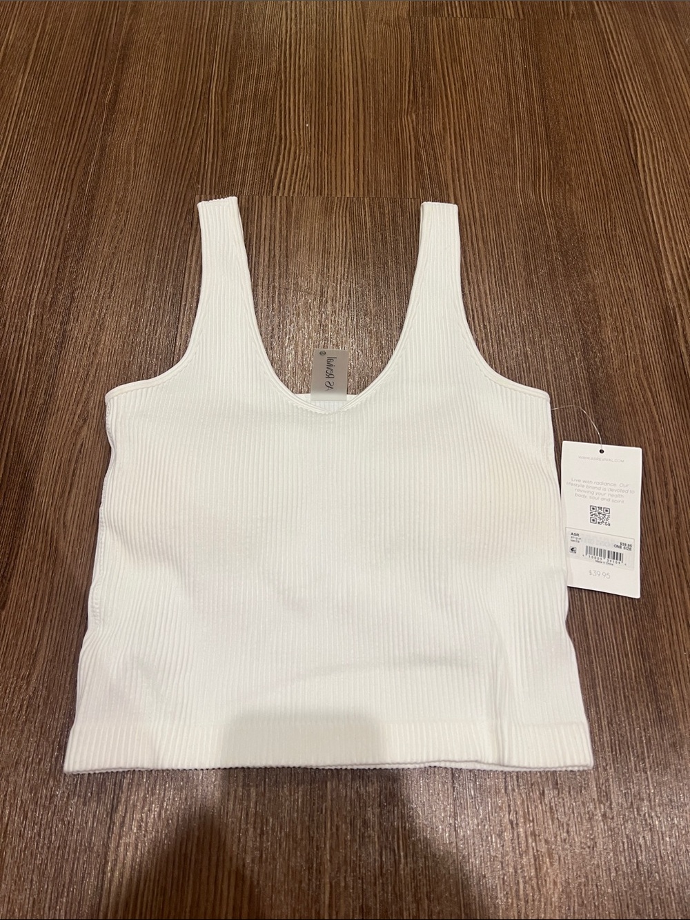 Ribbed Scoop Neck Tank Top - White